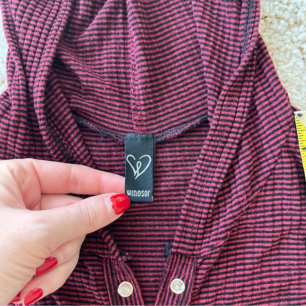 Windsor Vintage Y2K Henley Bodysuit Small Hooded Grunge Indie 90s Burgundy - Picture 10 of 10